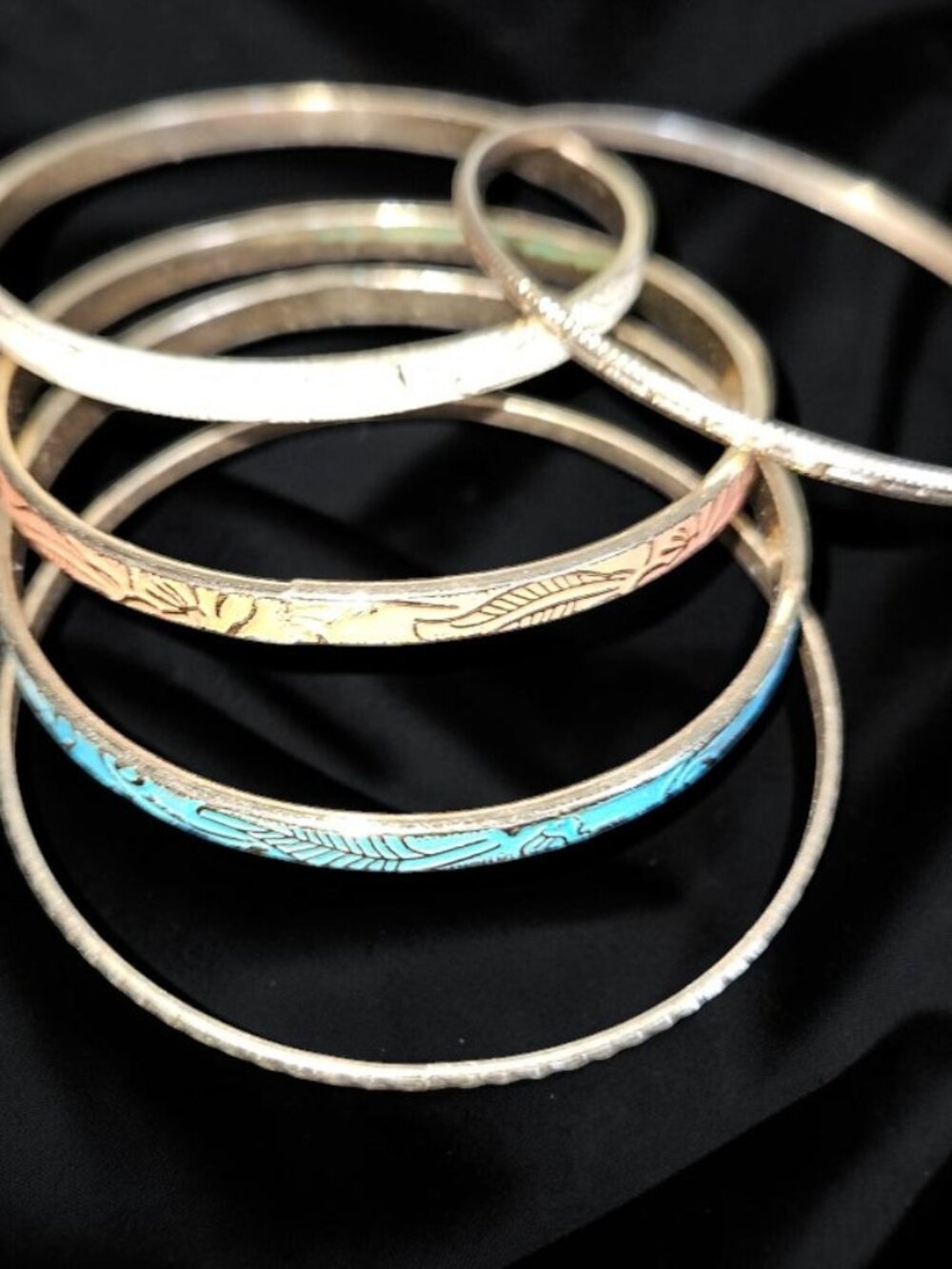 MARK Lot of 5 Gold Plated Textured Bangle Bracelets